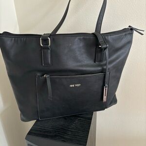 Nine West Black Zippered Tote Bag